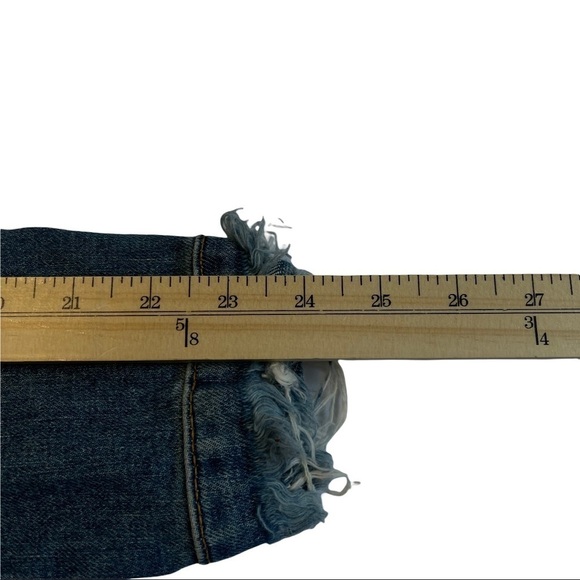Hudson Size Medium Garrison Cropped Blue Jean Denim Distressed Ripped Jacket - Picture 7 of 13